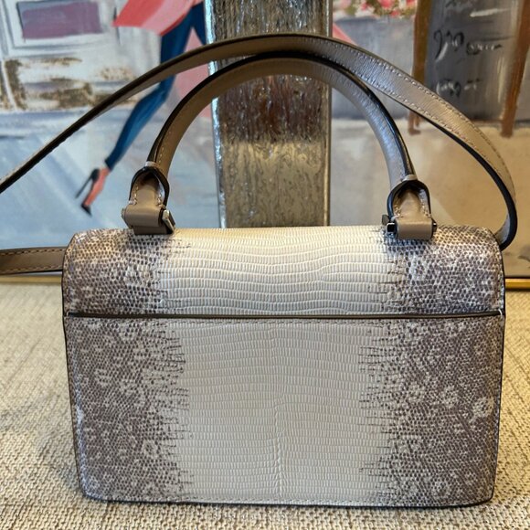 Tory Burch Bon Bon Lizard Embossed Leather Top Handle Bag - Picture 2 of 10